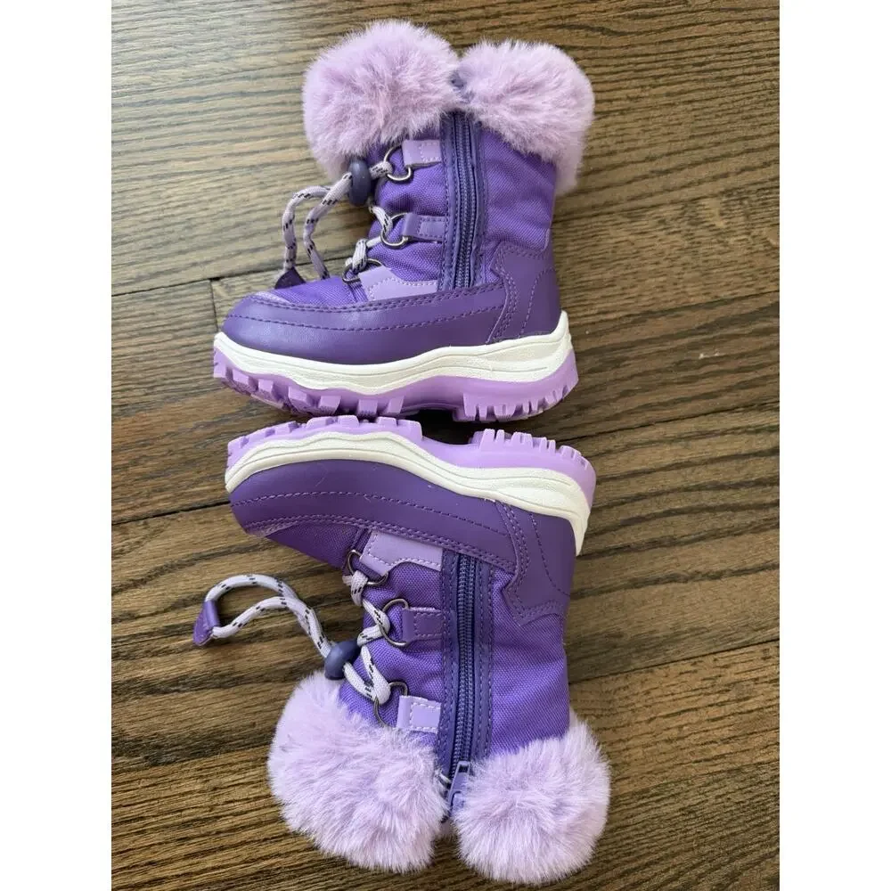 DREAM PAIRS Girls Toddler Snow Boots Slip Resistant Faux Fur Purple Sz 5 NEW
